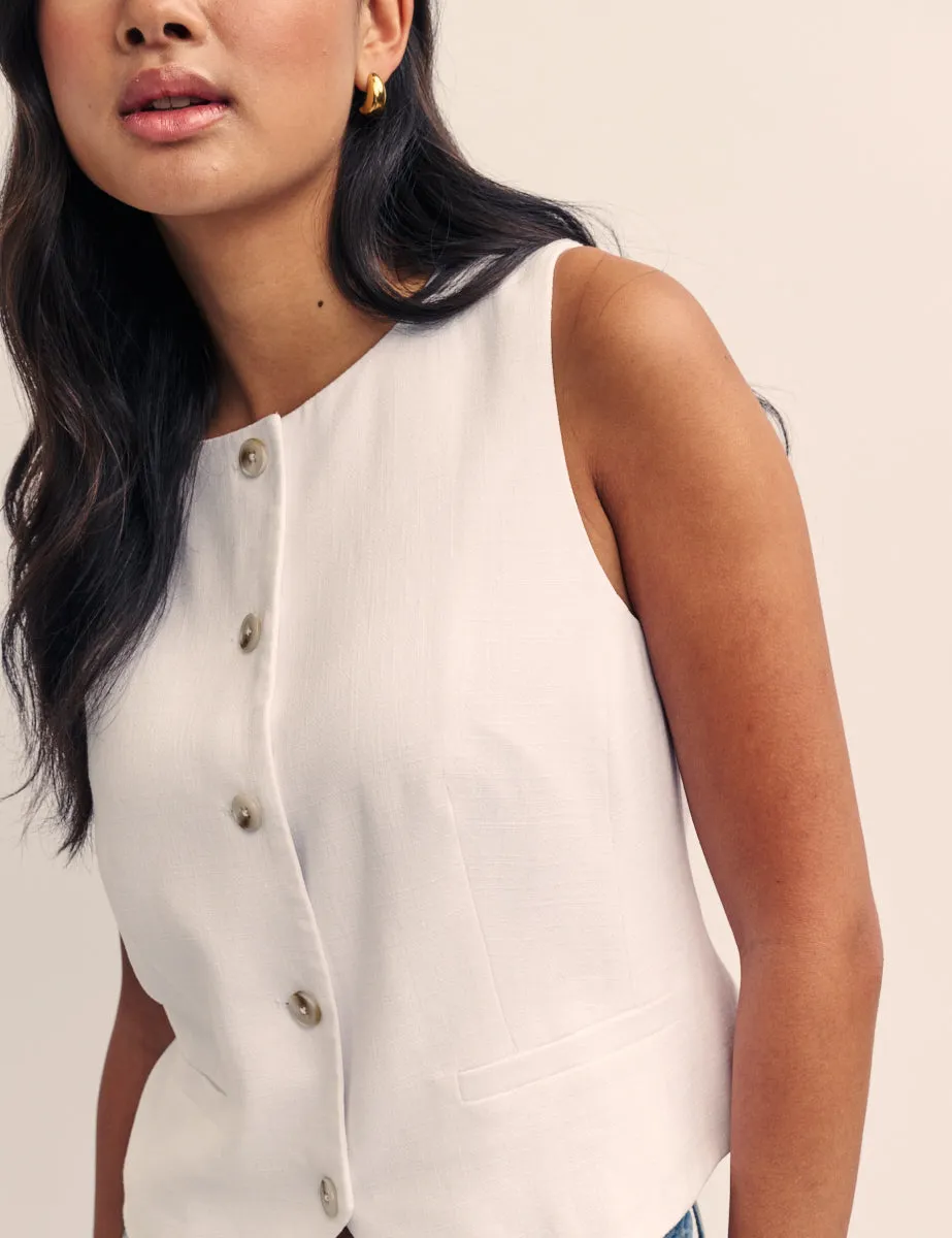 White Crew Neck Waistcoat sold by Nobody's Child product image thumbnail 3