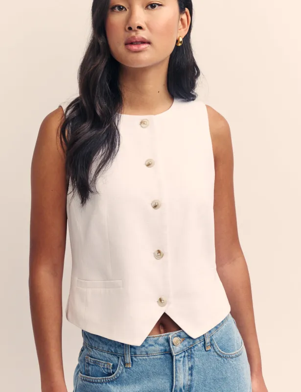 White Crew Neck Waistcoat sold by Nobody's Child