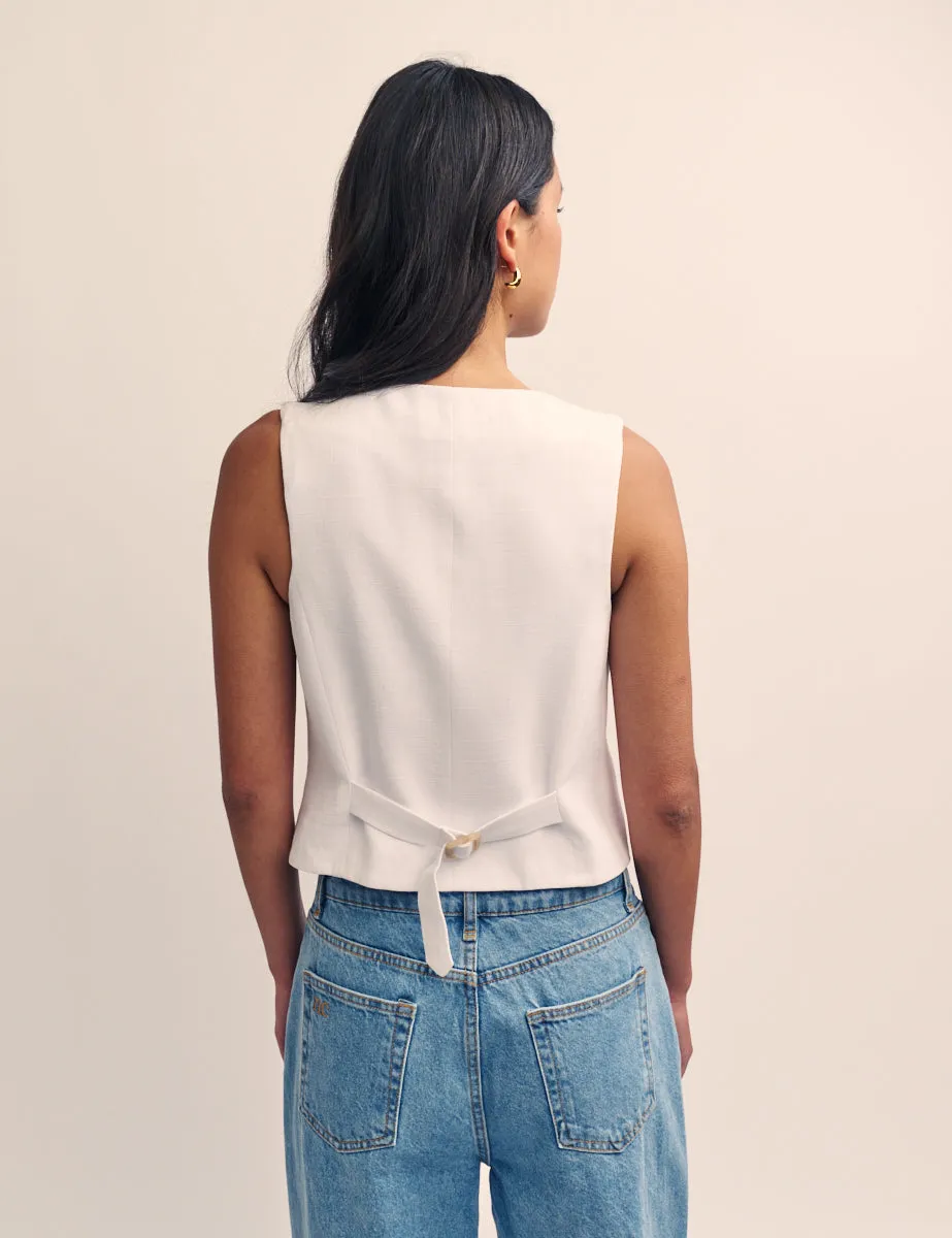 White Crew Neck Waistcoat sold by Nobody's Child product image thumbnail 4