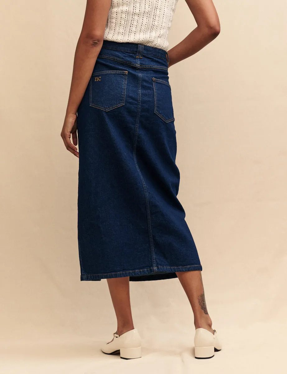 Dark Denim Front Slit Midi Skirt sold by Nobody's Child product image thumbnail 4