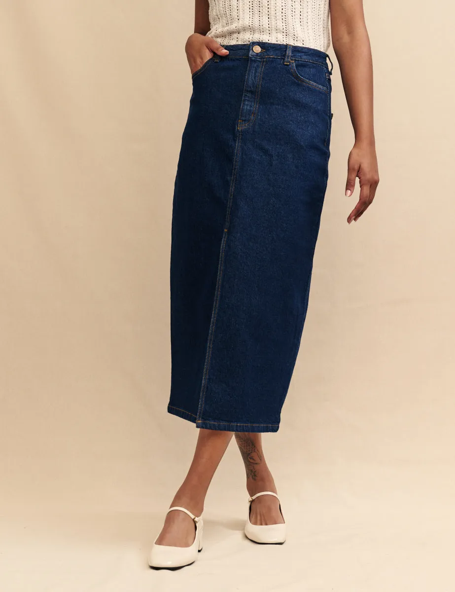 Dark Denim Front Slit Midi Skirt sold by Nobody's Child product image thumbnail 3