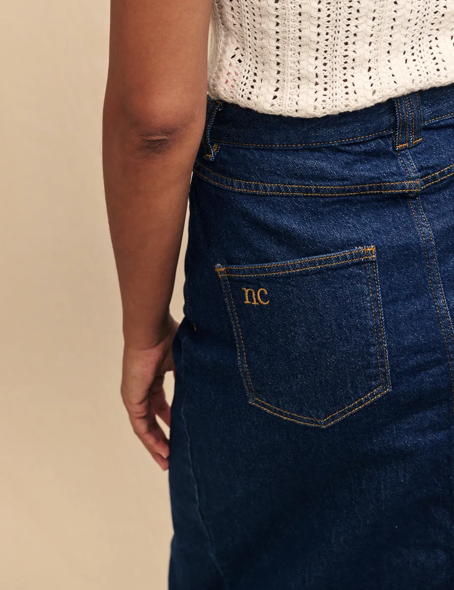 Dark Denim Front Slit Midi Skirt sold by Nobody's Child product image thumbnail 2