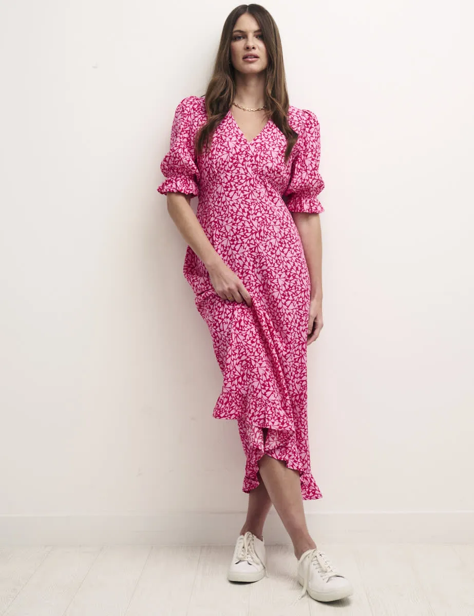 Pink Heart Print Sleeve Delilah Midi Tea Dress sold by Nobody's Child product image thumbnail 2