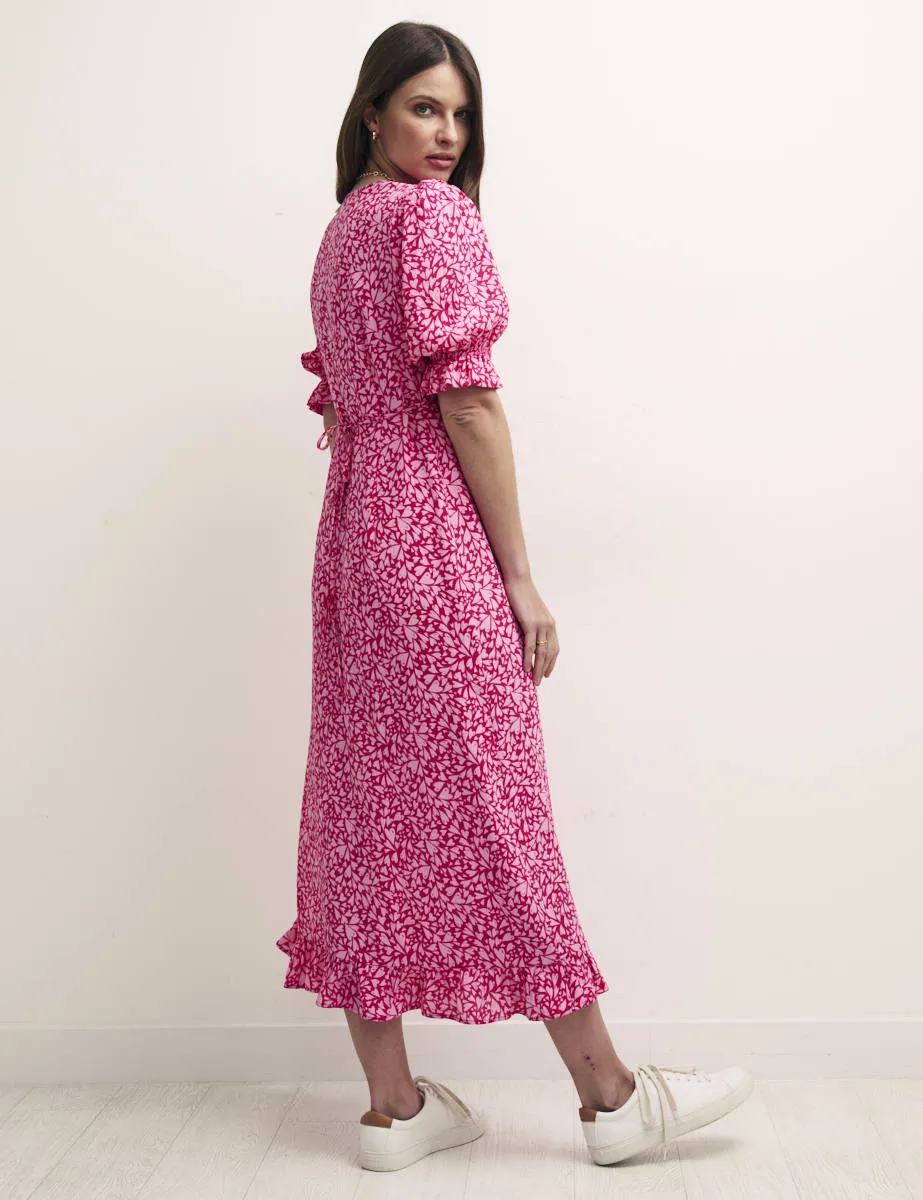 Pink Heart Print Sleeve Delilah Midi Tea Dress sold by Nobody's Child product image thumbnail 3