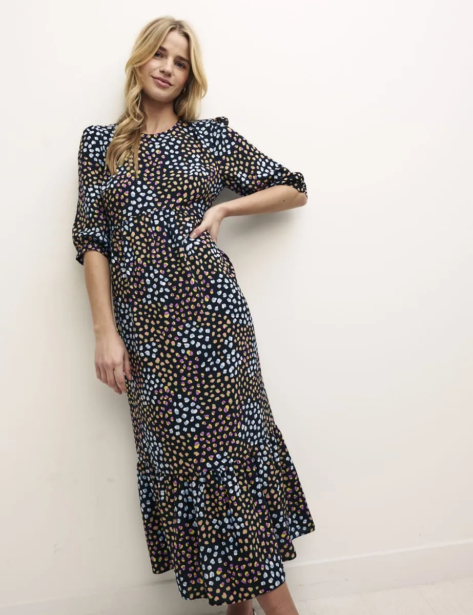 Black Speckle Print Rachel Midi Dress sold by Nobody's Child product image thumbnail 4