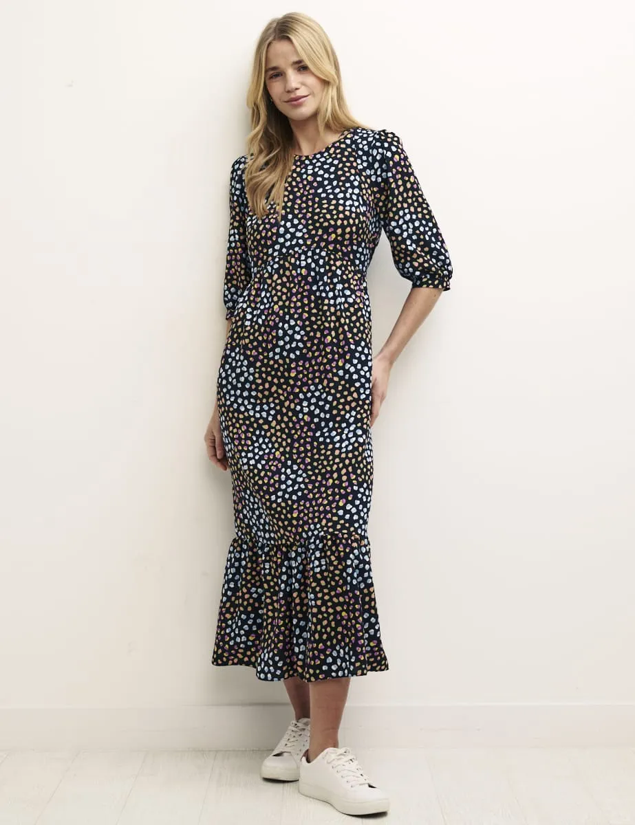 Black Speckle Print Rachel Midi Dress sold by Nobody's Child product image thumbnail 2