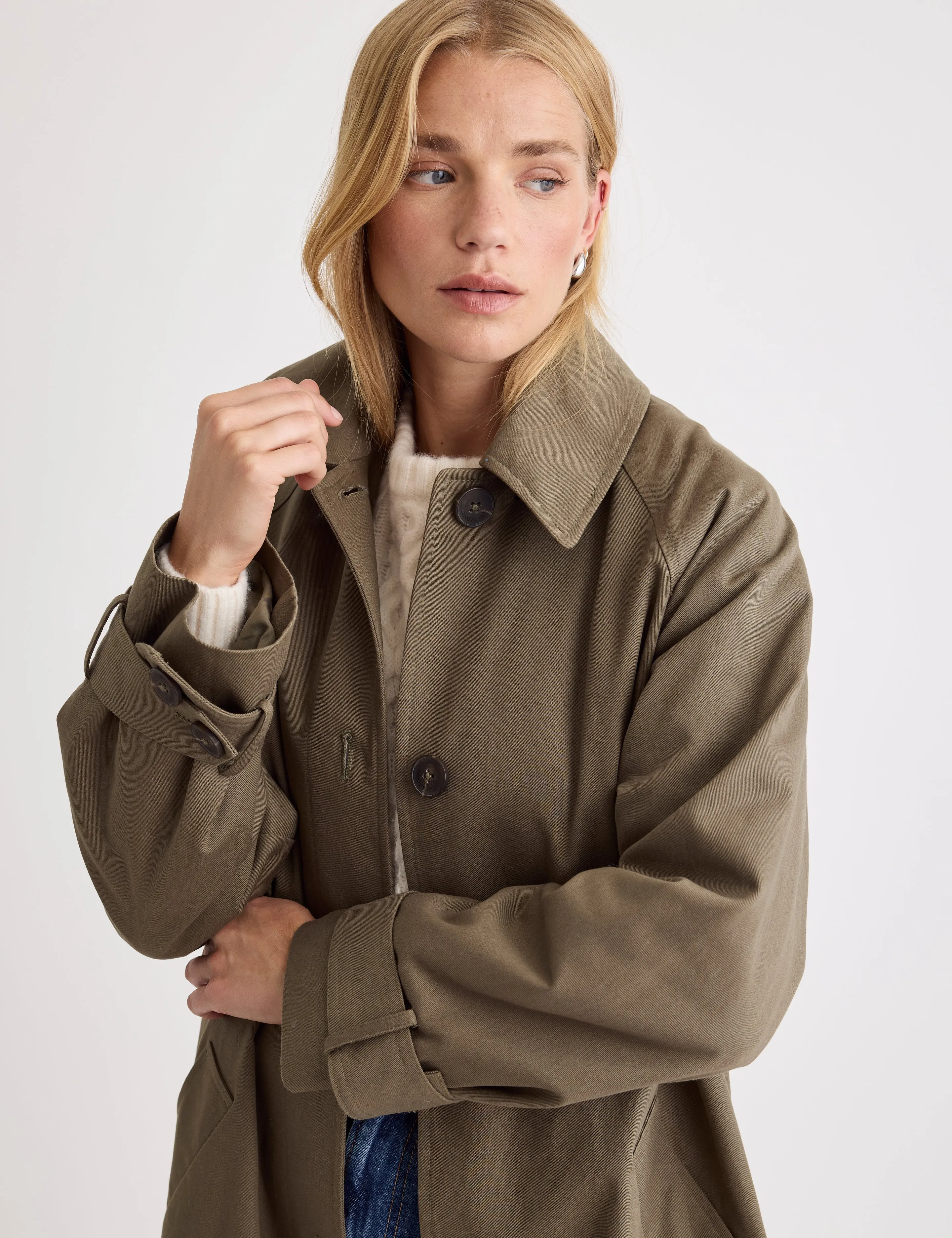 Khaki Oversized Single Breasted Trench Coat sold by Nobody's Child product image thumbnail 3