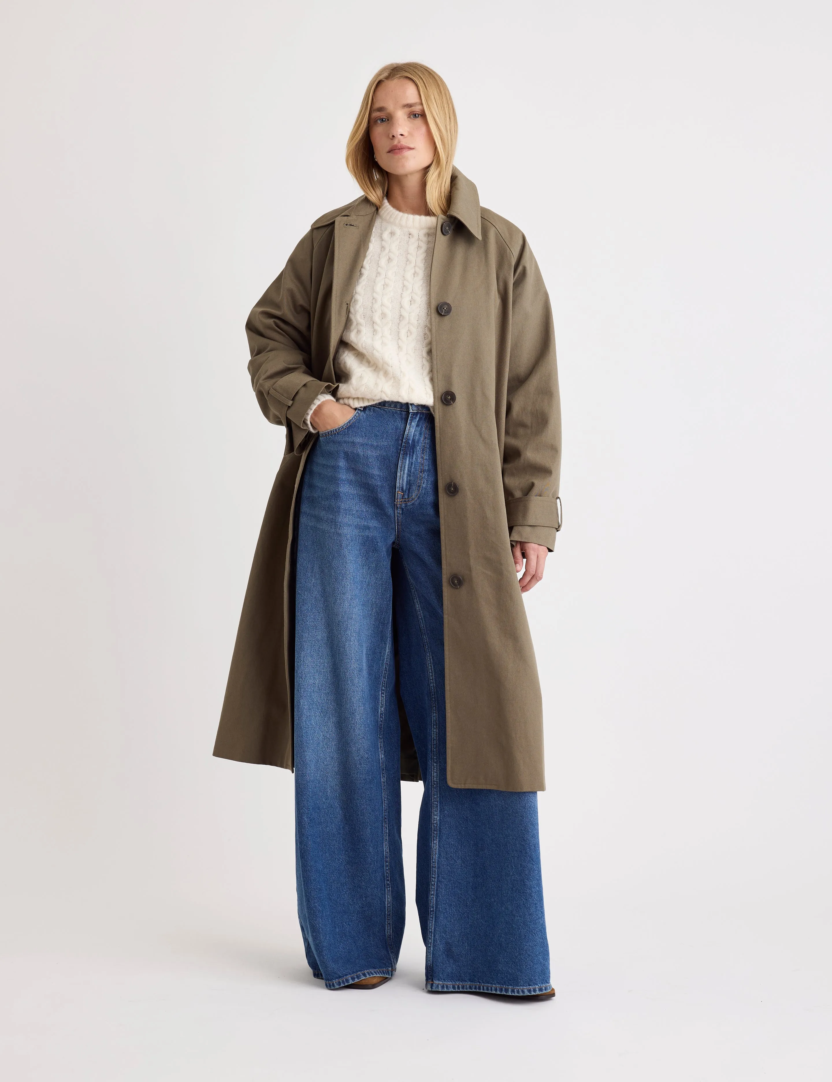 Khaki Oversized Single Breasted Trench Coat sold by Nobody's Child product image thumbnail 2