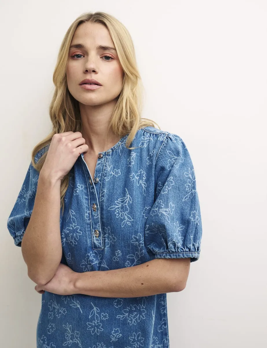 Denim Puff Sleeve Charli Mini Dress sold by Nobody's Child product image thumbnail 3