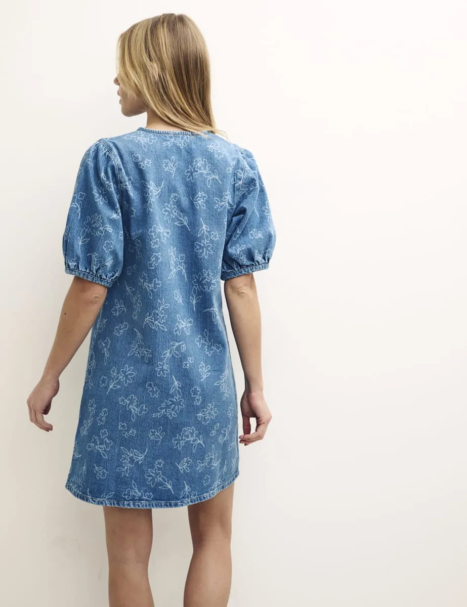 Denim Puff Sleeve Charli Mini Dress sold by Nobody's Child product image thumbnail 4