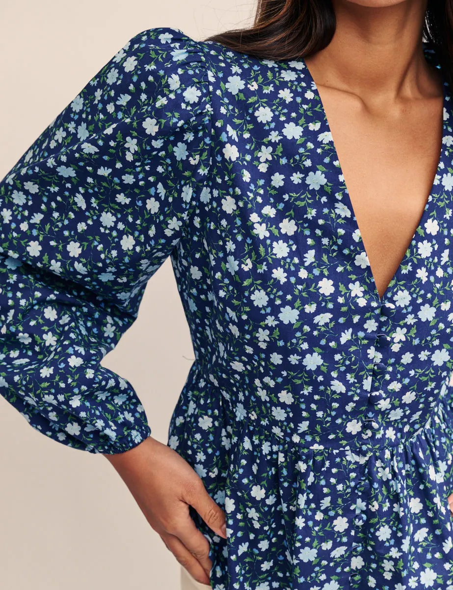Blue Floral Ria Blouse sold by Nobody's Child product image thumbnail 2