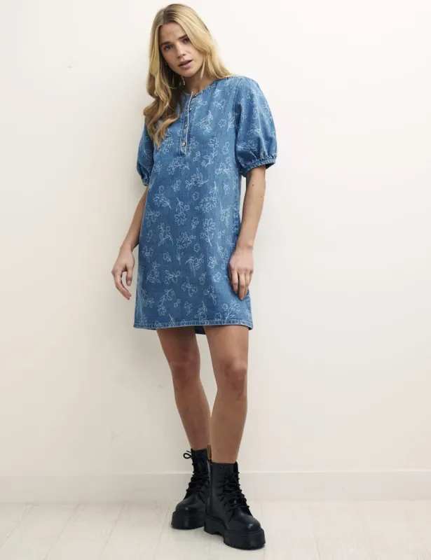 Denim Puff Sleeve Charli Mini Dress sold by Nobody's Child