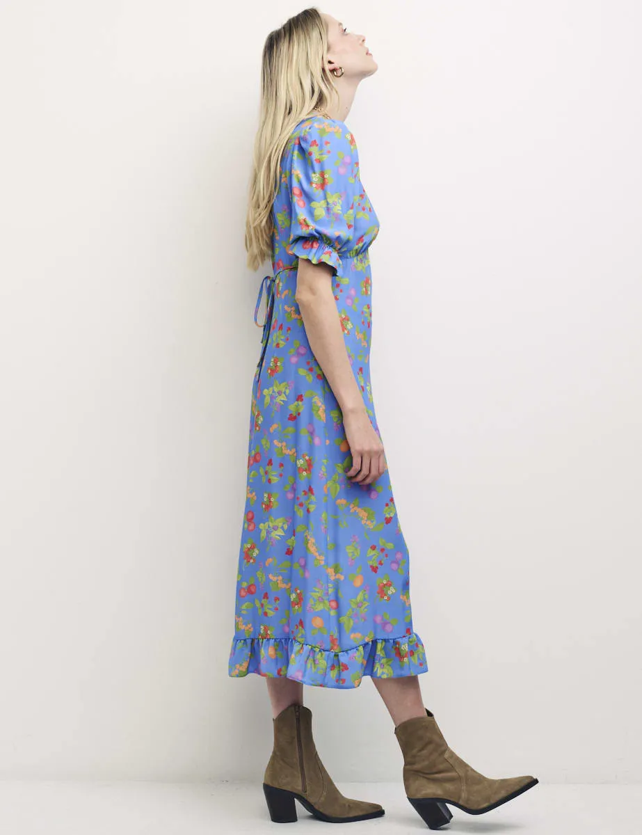 Blue Fruit Print Delilah Midi Dress sold by Nobody's Child product image thumbnail 3
