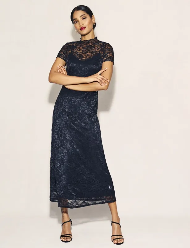 Black Lace Anya Midi Dress sold by Nobody's Child