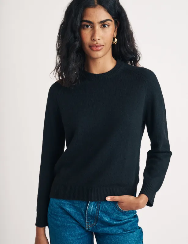 Black Crew Neck Knitted Jumper sold by Nobody's Child