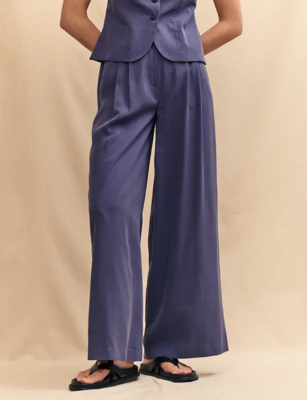 Blue Tailored Front Pleat Trousers sold by Nobody's Child