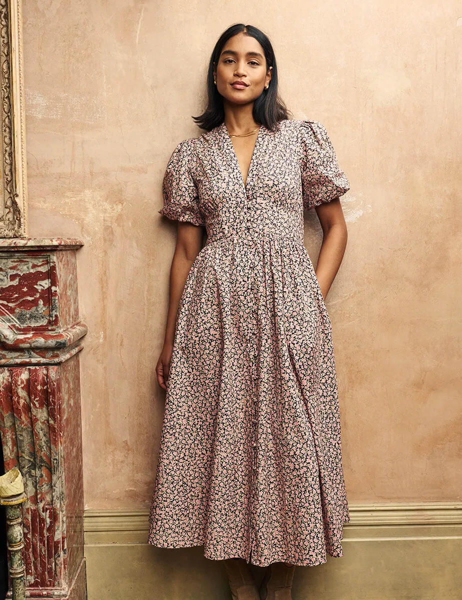 Pink Rose Print Starlight Midaxi Dress sold by Nobody's Child