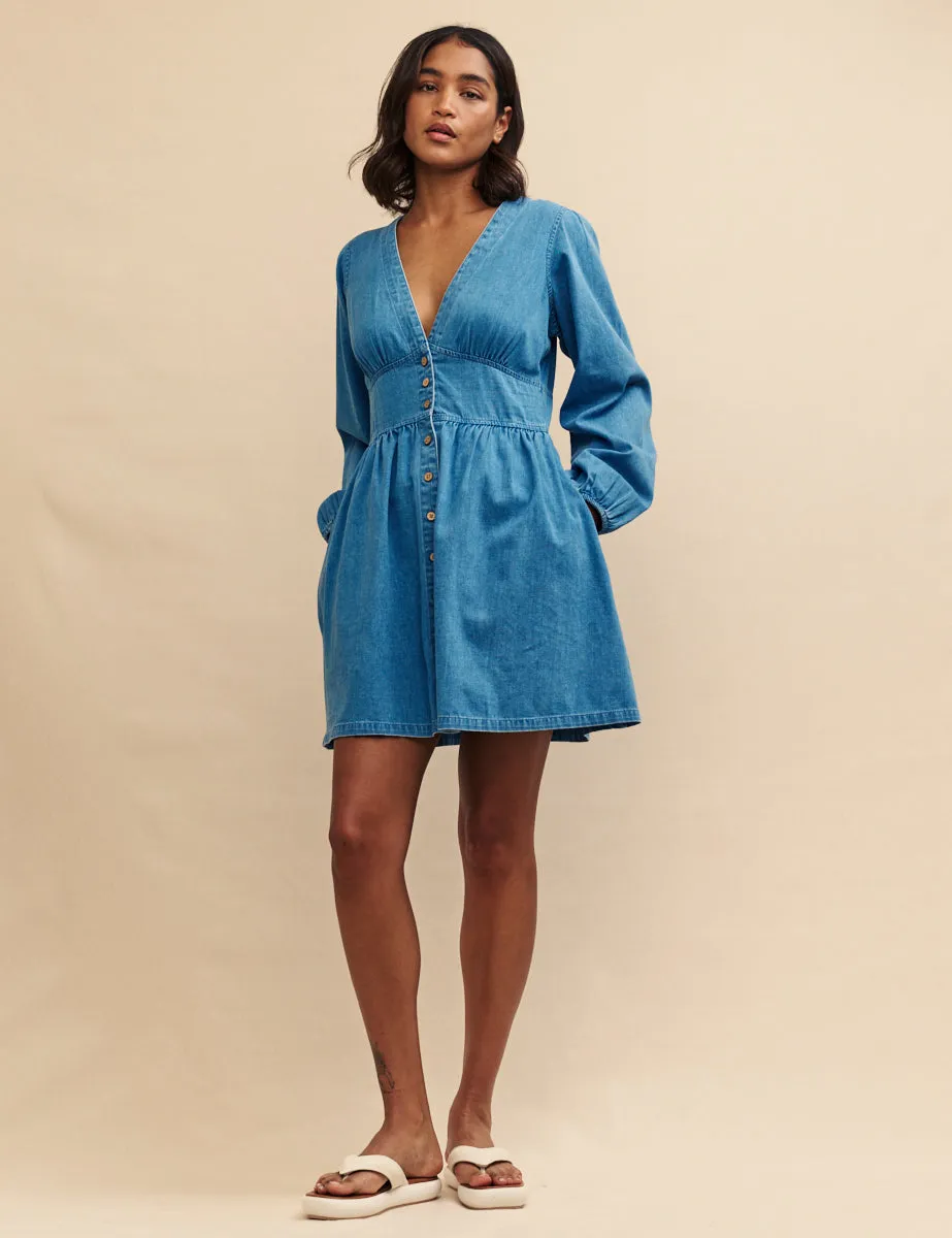 Denim Long Sleeve Starlight Mini Dress sold by Nobody's Child product image thumbnail 2