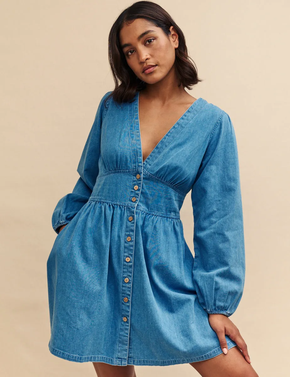 Denim Long Sleeve Starlight Mini Dress sold by Nobody's Child product image thumbnail 4