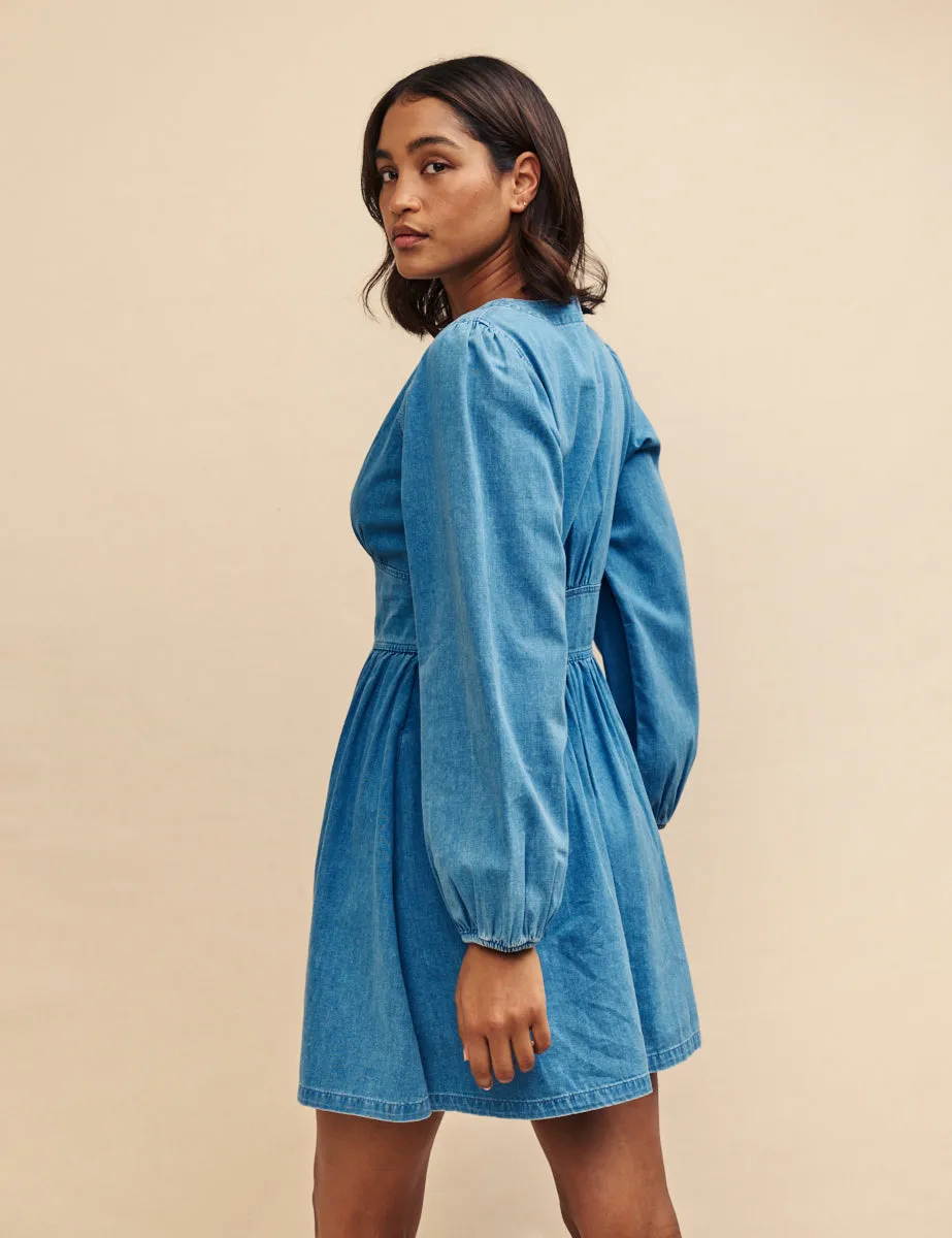 Denim Long Sleeve Starlight Mini Dress sold by Nobody's Child product image thumbnail 5