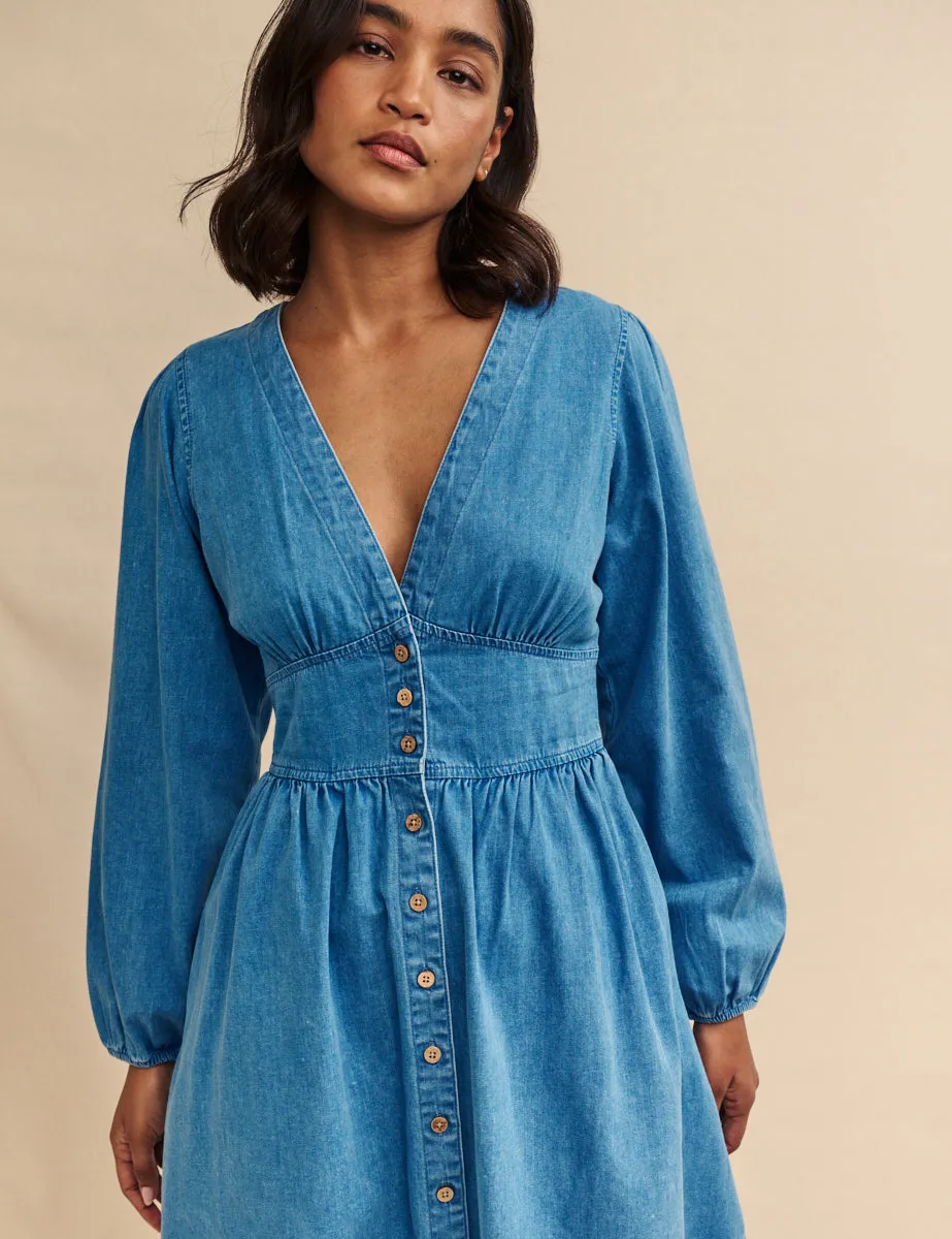 Denim Long Sleeve Starlight Mini Dress sold by Nobody's Child product image thumbnail 3