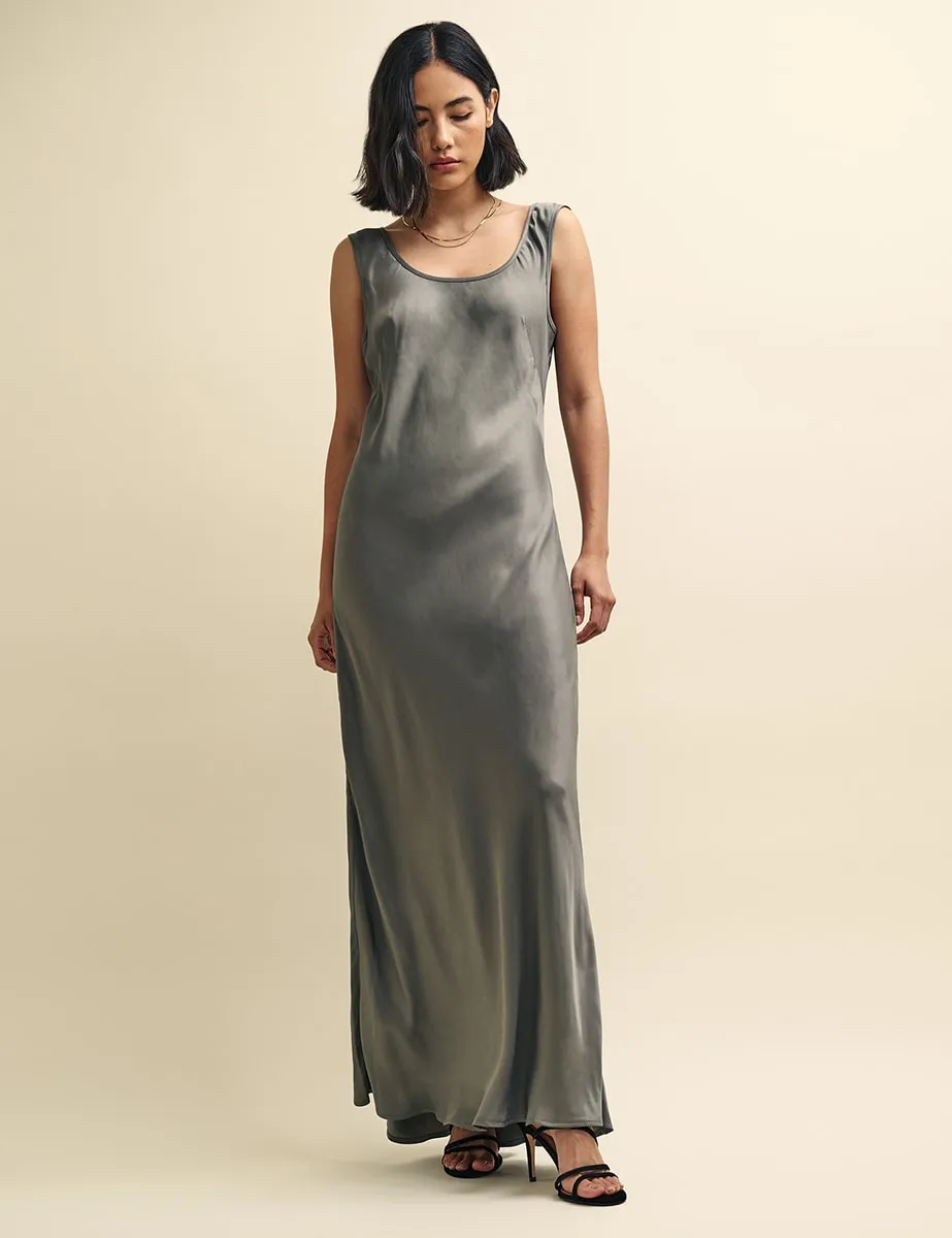 Petite Silver Monika Satin Slip Maxi Dress sold by Nobody's Child product image thumbnail 2