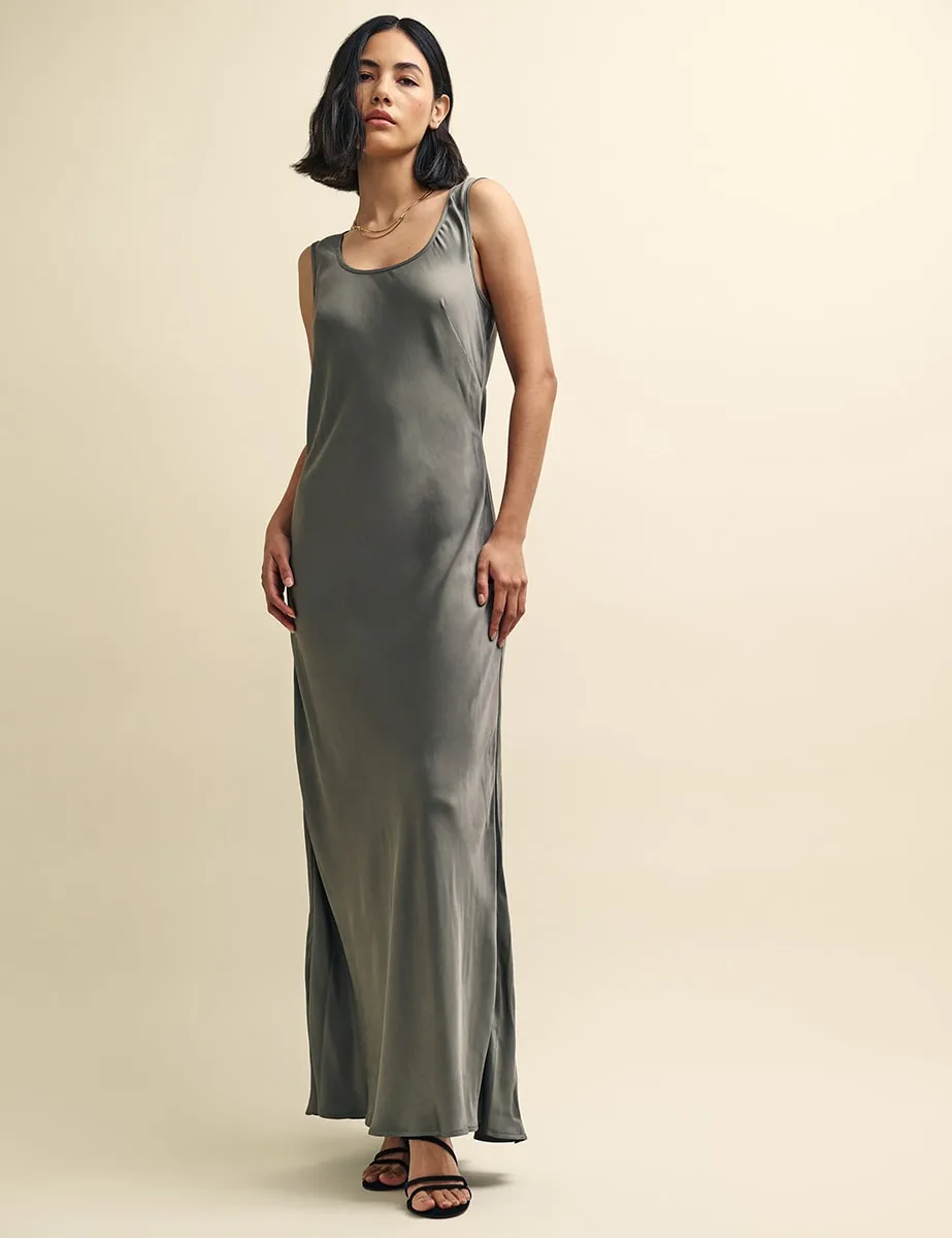 Petite Silver Monika Satin Slip Maxi Dress sold by Nobody's Child product image thumbnail 3