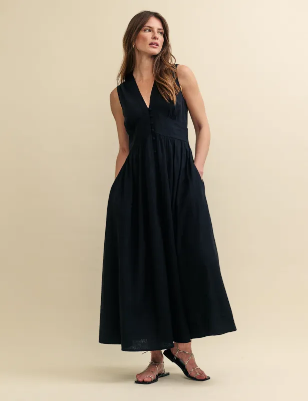 Black Sleeveless Starlight Midi Dress sold by Nobody's Child