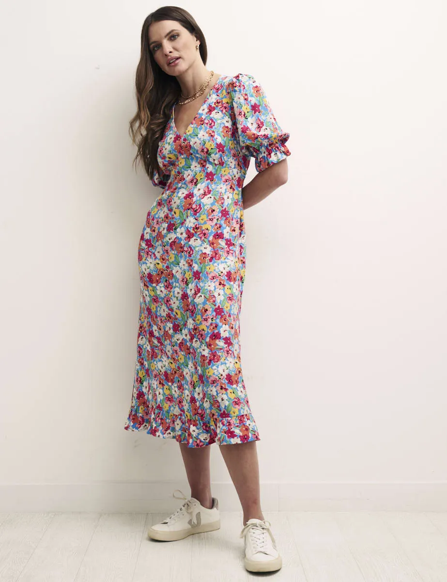 Floral Puff Sleeve Delilah Midi Tea Dress sold by Nobody's Child