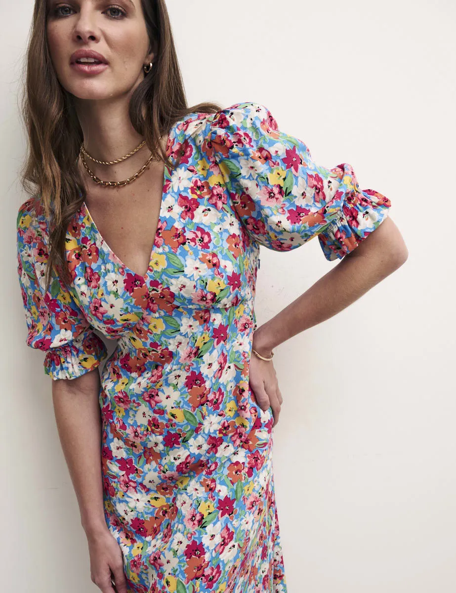 Floral Puff Sleeve Delilah Midi Tea Dress sold by Nobody's Child product image thumbnail 2
