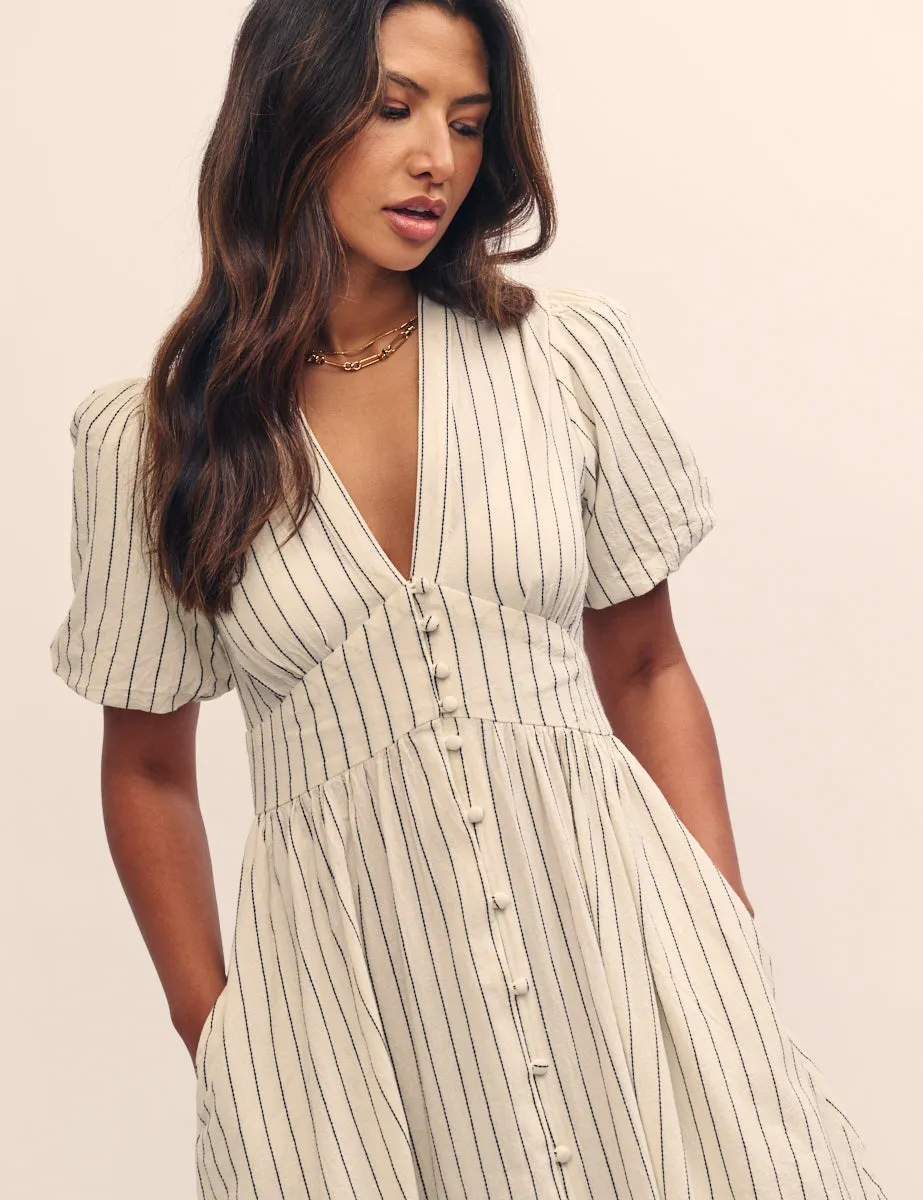 Cream Pinstripe Starlight Midi Dress sold by Nobody's Child product image thumbnail 2