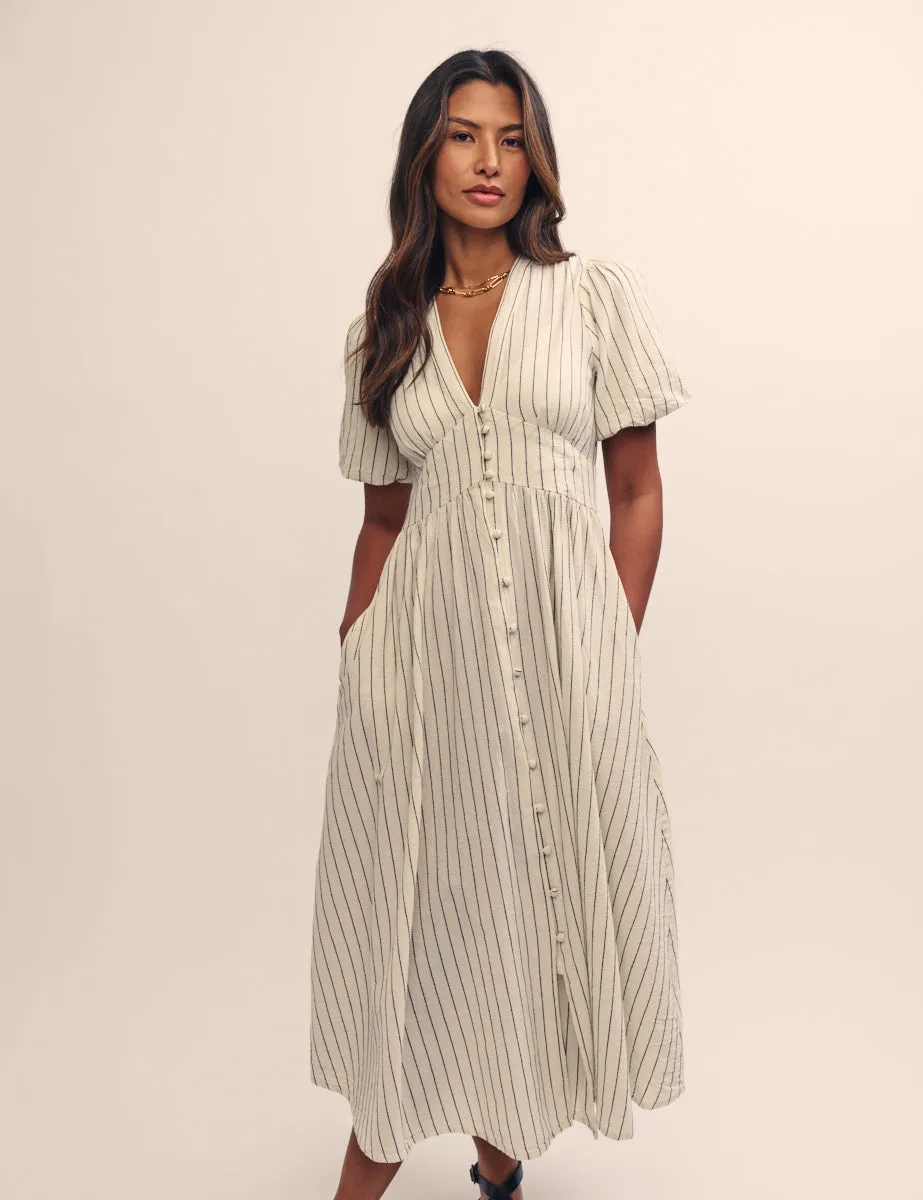 Cream Pinstripe Starlight Midi Dress sold by Nobody's Child product image thumbnail 3