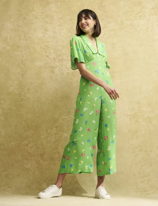 Green Floral Daisy Jumpsuit sold by Nobody's Child