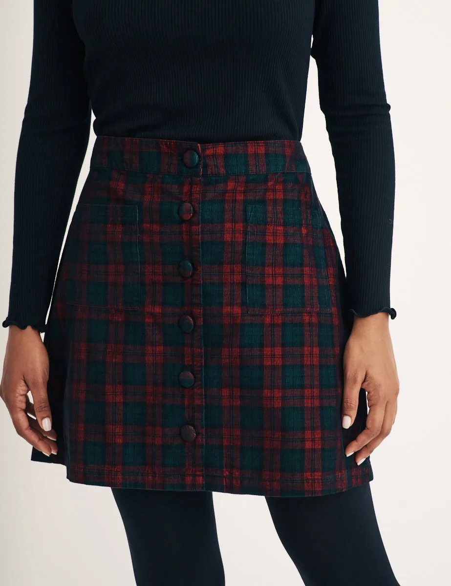 Tartan Check Cord Button Through Mini Skirt sold by Nobody's Child product image thumbnail 3