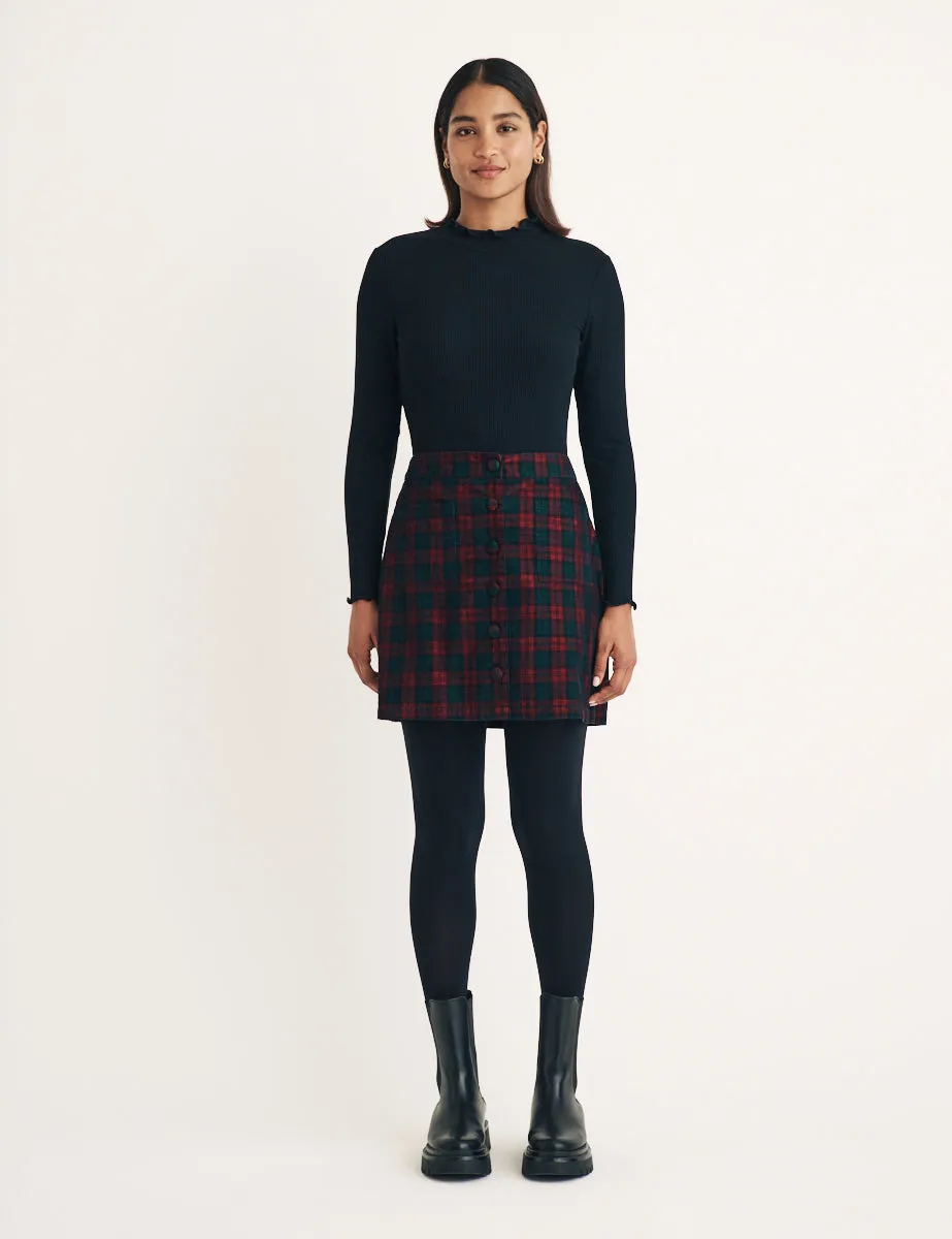 Tartan Check Cord Button Through Mini Skirt sold by Nobody's Child product image thumbnail 2