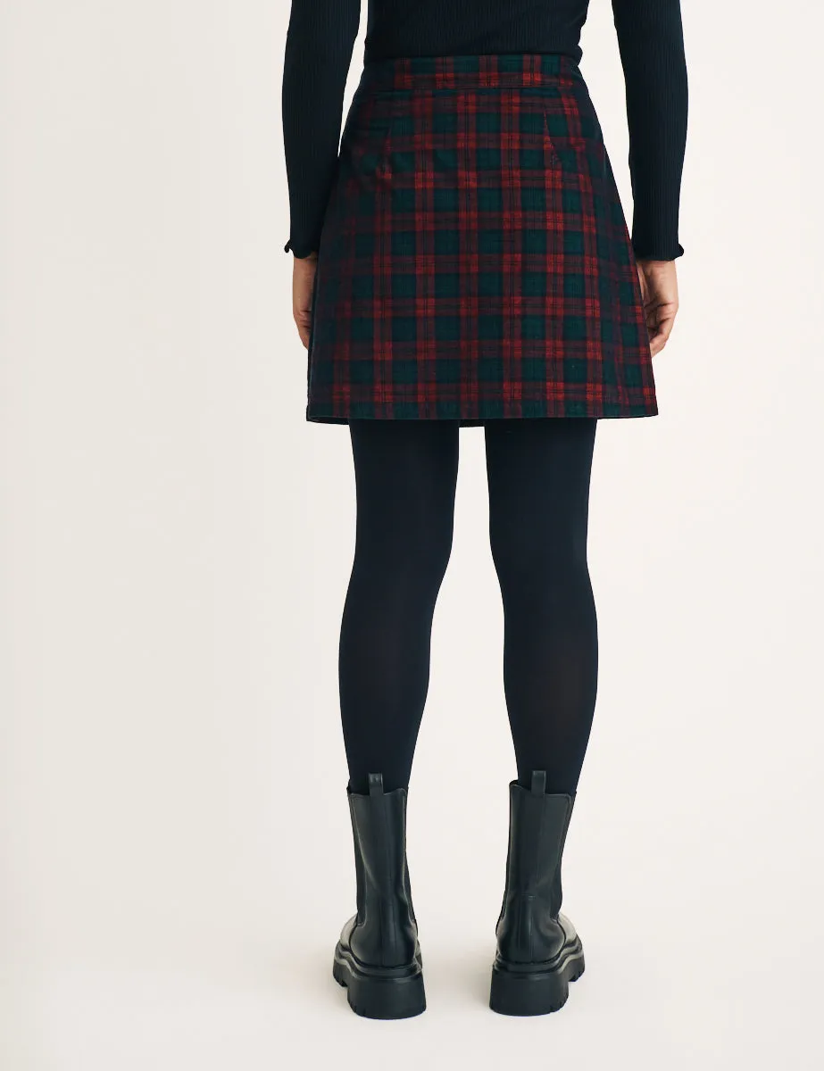 Tartan Check Cord Button Through Mini Skirt sold by Nobody's Child product image thumbnail 4
