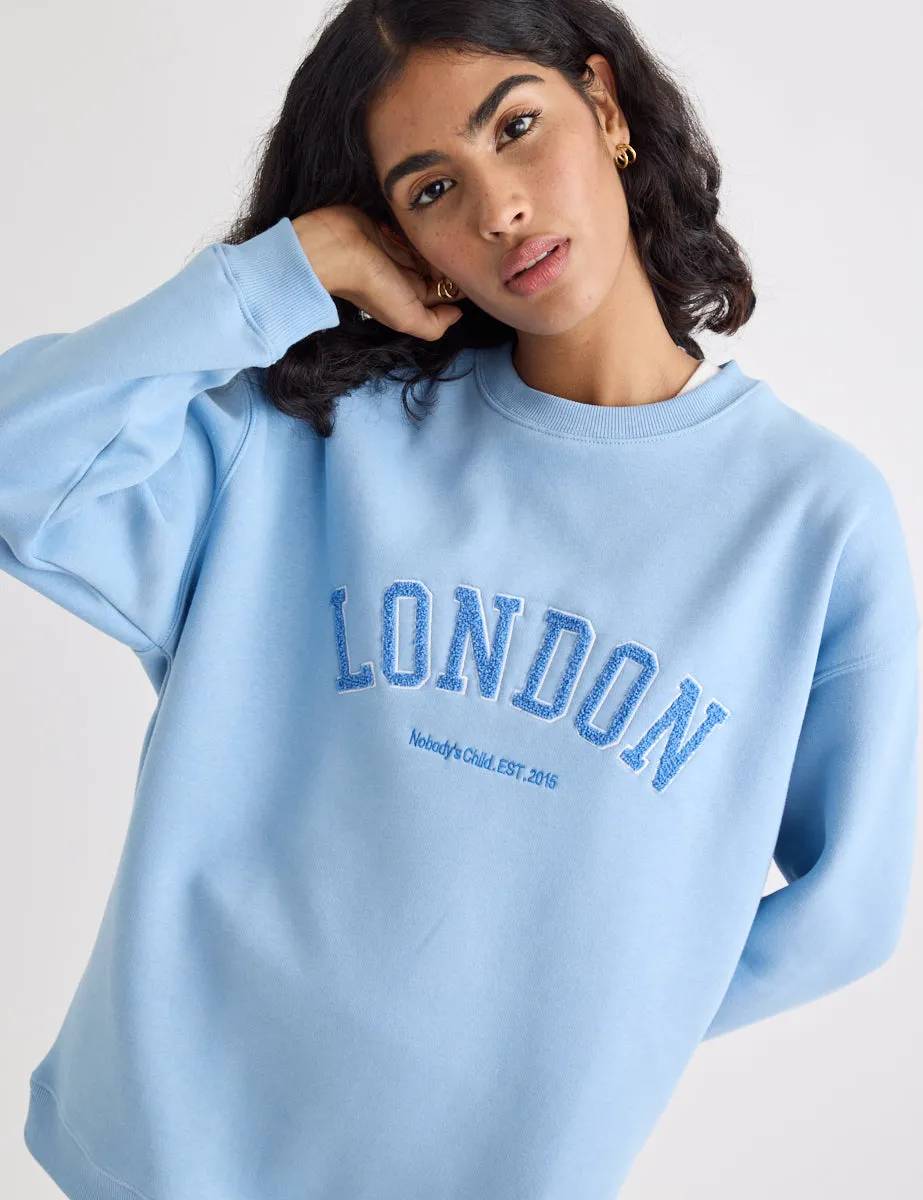 Blue Crew Neck Logo Sweatshirt sold by Nobody's Child product image thumbnail 2