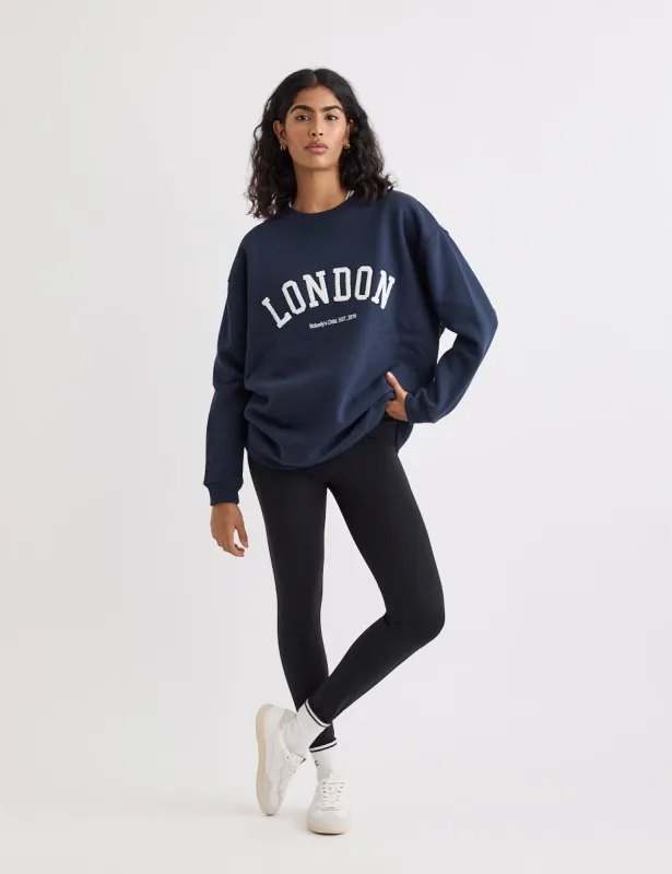 Navy Crew Neck Logo Sweatshirt sold by Nobody's Child