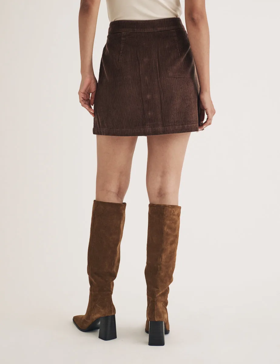 Brown Cord Button Through Mini Skirt sold by Nobody's Child product image thumbnail 4