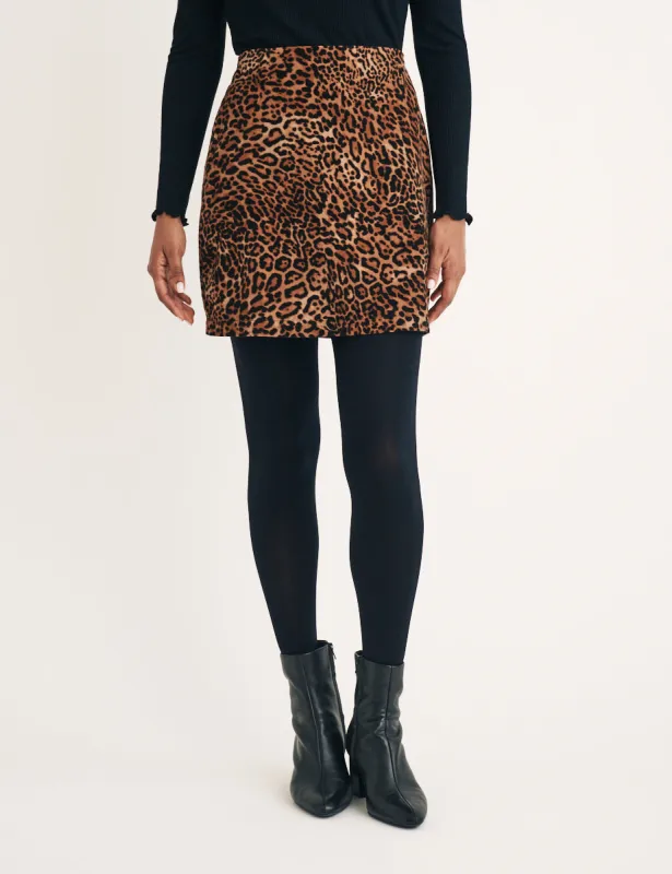Leopard Print Cord Mini Skirt sold by Nobody's Child