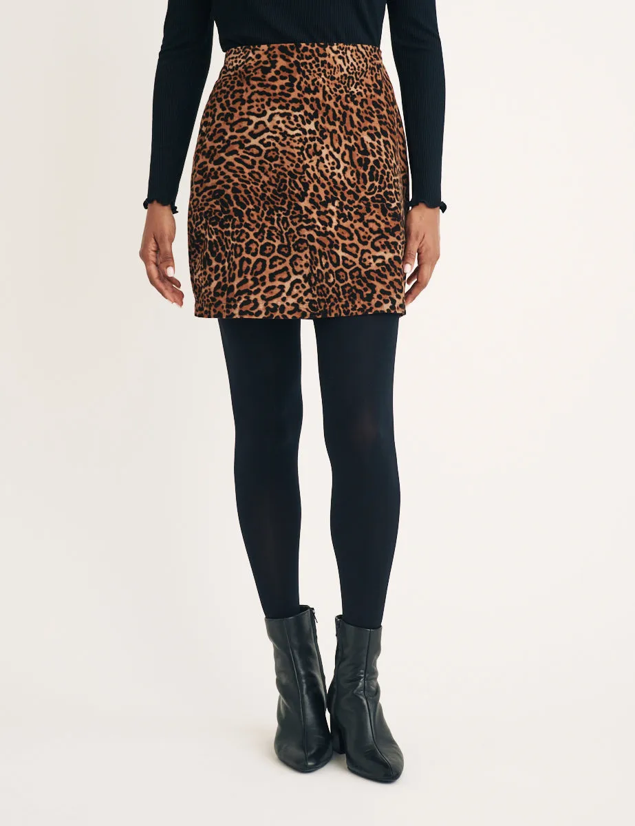 Leopard Print Cord Mini Skirt sold by Nobody's Child