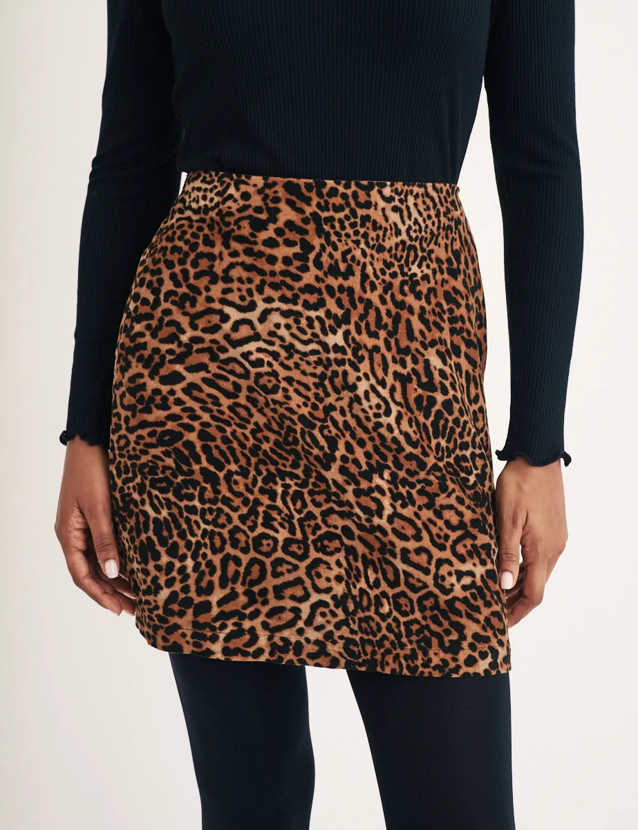 Leopard Print Cord Mini Skirt sold by Nobody's Child product image thumbnail 3