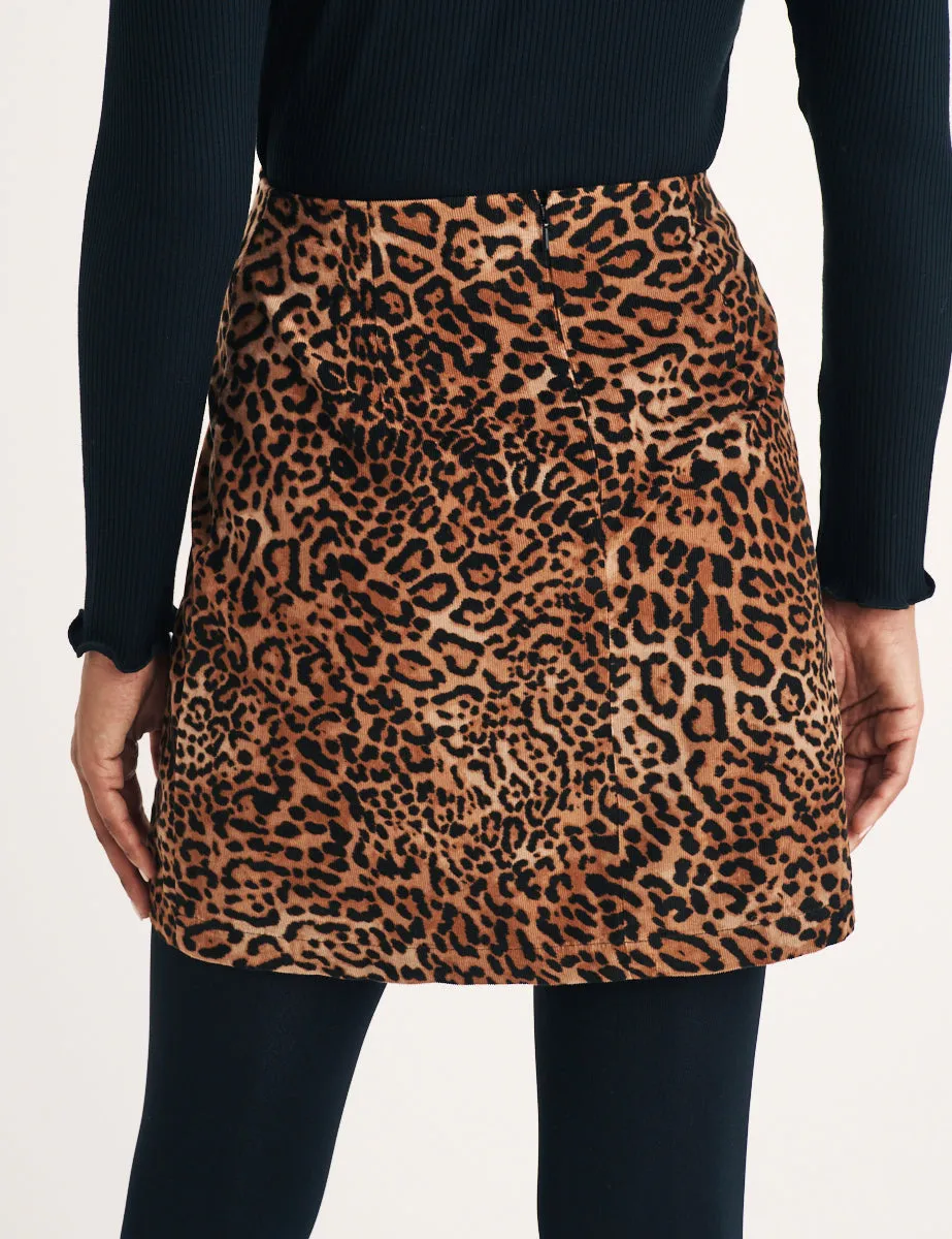 Leopard Print Cord Mini Skirt sold by Nobody's Child product image thumbnail 4