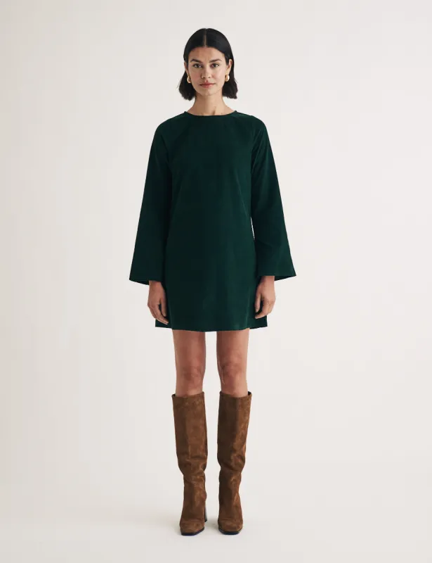 Green Cord Sarajevo Mini Dress sold by Nobody's Child
