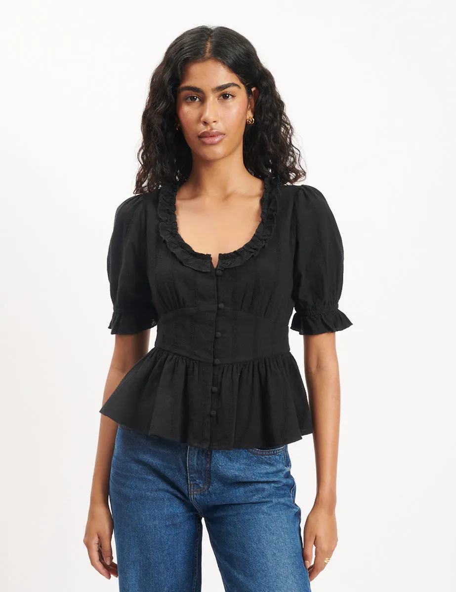 Black Flossie Puff Sleeve Blouse sold by Nobody's Child product image thumbnail 3