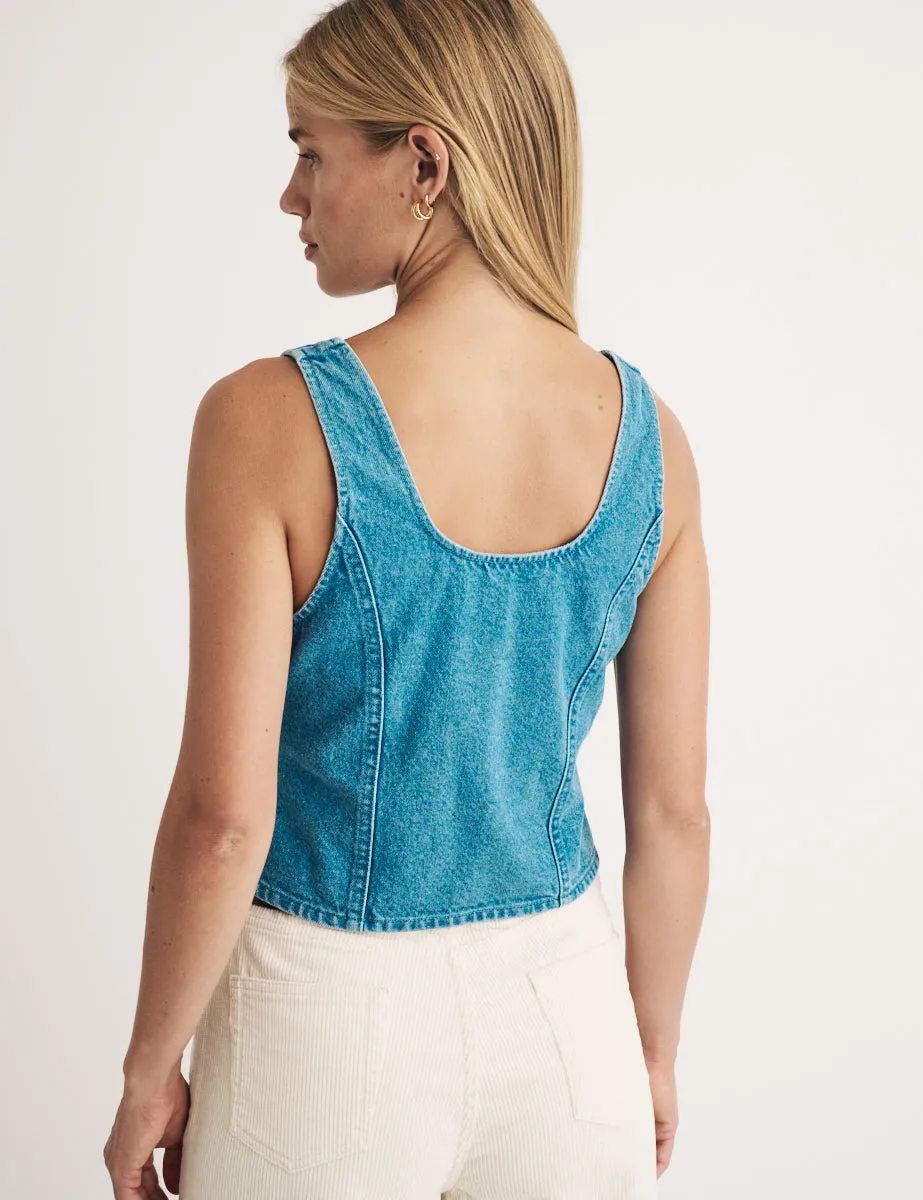 Light Wash Denim Waistcoat sold by Nobody's Child product image thumbnail 4