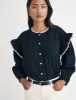 Black Contrast Trim Blouse sold by Nobody's Child