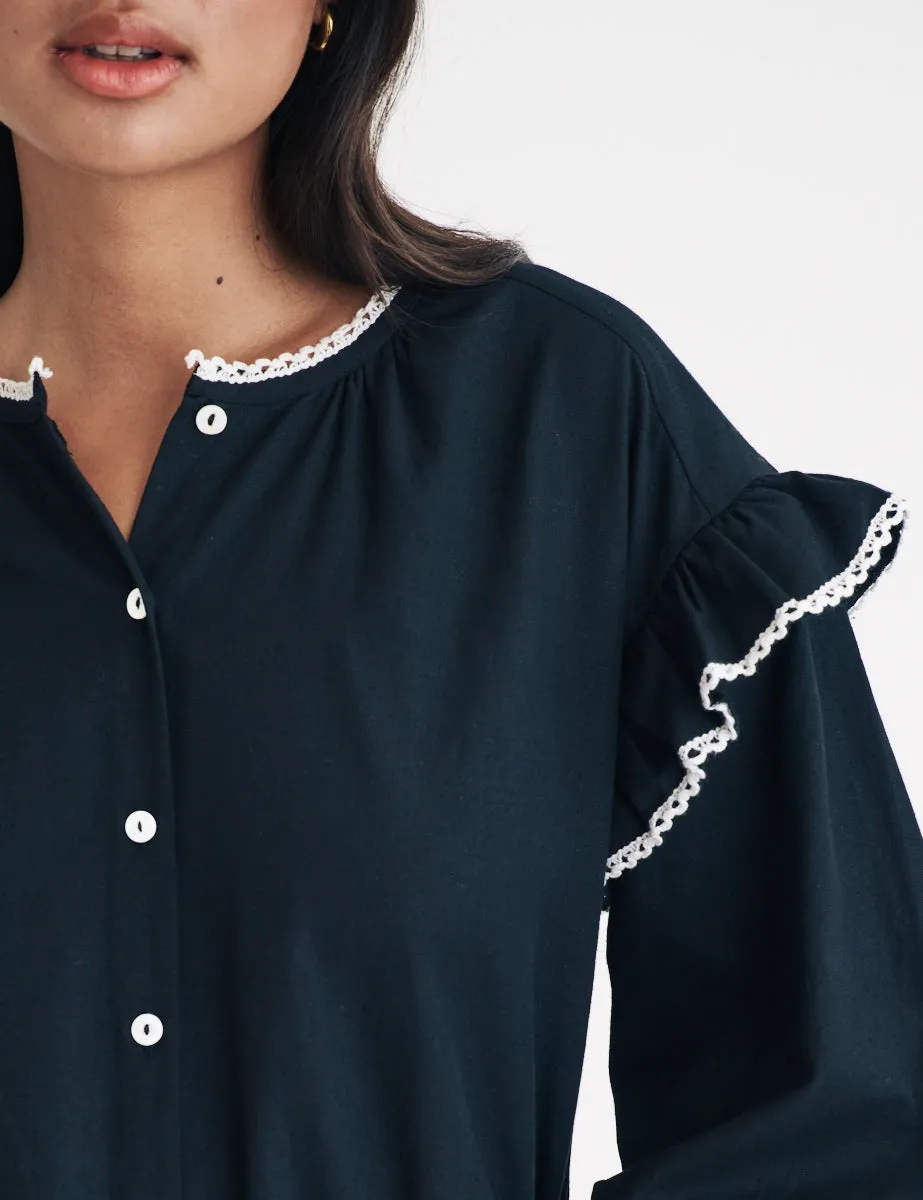Black Contrast Trim Blouse sold by Nobody's Child product image thumbnail 2