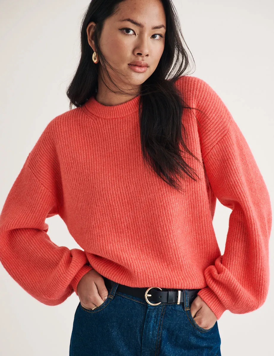 Pink Puff Sleeve Wool Blend Knitted Jumper sold by Nobody's Child product image thumbnail 4