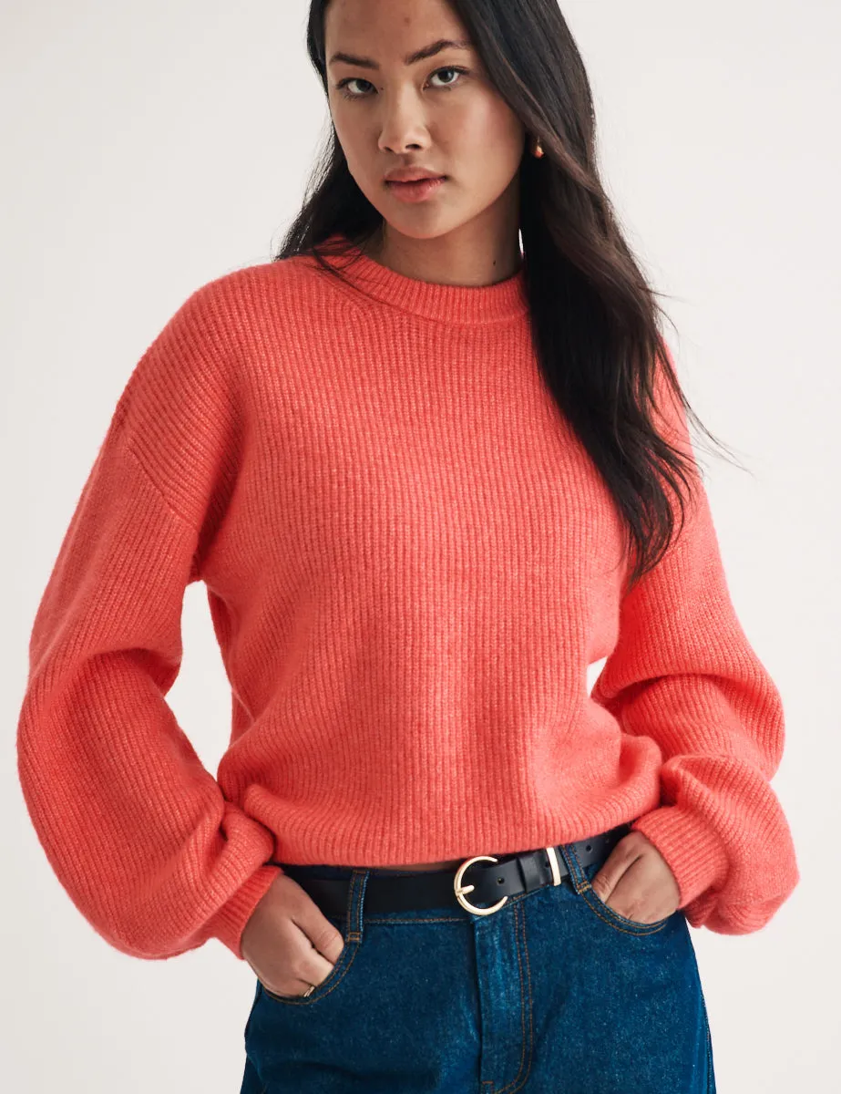 Pink Puff Sleeve Wool Blend Knitted Jumper sold by Nobody's Child product image thumbnail 3